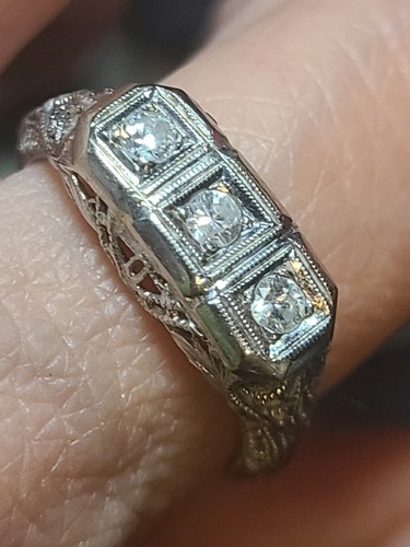 Antique Diamond Engagement Ring 14k White Gold Diamond Ring, Gold Antique Ring