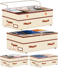 Dolicer 4 Pack Under Bed Storage with Wheels, 6in-10in Height Adjustable Unde...