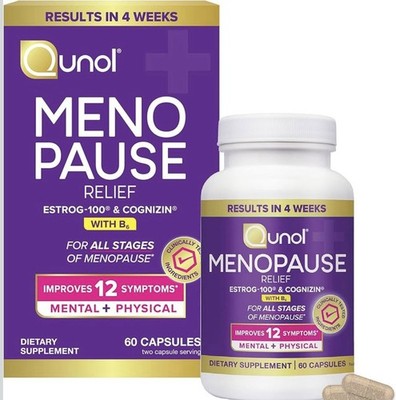 Qunol Menopause Relief Capsules, Peri to Post, Results in 4 Weeks, Hormone Free