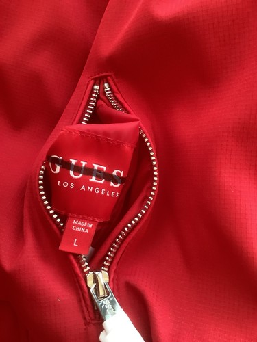 Guess Los Angeles Men’s bomber Jacket Size Large Red With Pockets NWOT - Picture 6 of 10