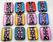 SET OF 12 pcs RECTANGLE DICHROIC FUSED GLASS pendant (BJ16) CABS HANDMADE MOSAIC