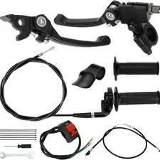 7/8" Folding Clutch Brake Lever and Dirt Bike Throttle Assembly Black