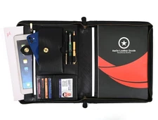 Zippered Genuine Leather Business Portfolio | Easy to Carry Organizer with Wr...