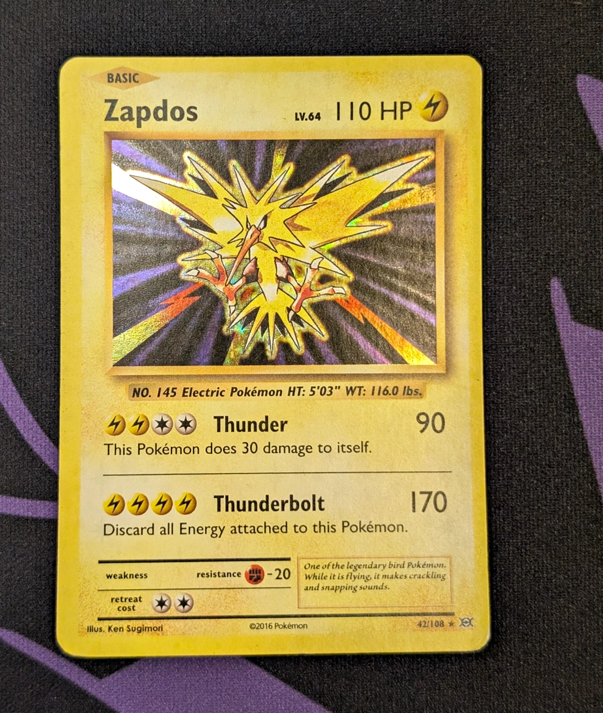 A vintage holographic Pokemon card