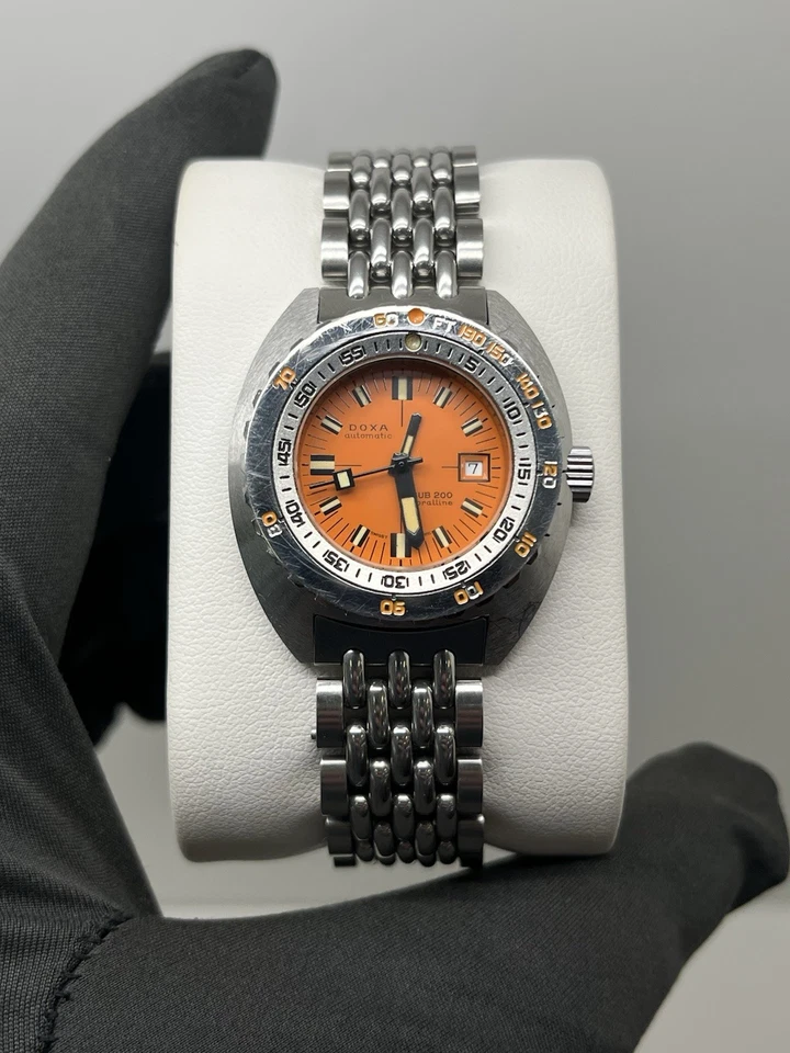 Rare Ladies Vintage Doxa Orange Sub 200t Caroline Full Set  - Image 2 of 4