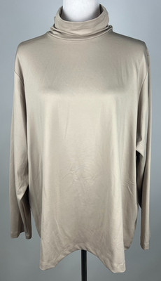 SUSAN GRAVER Essentials L/S Butterknit Ruched Turtleneck - 2X, Sand