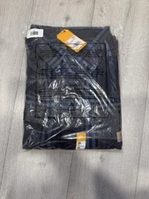 NWTCarhartt Flannel Shirt Mens 3XL Loose Fit Blue Gray Plaid Logo Workwear Heavy