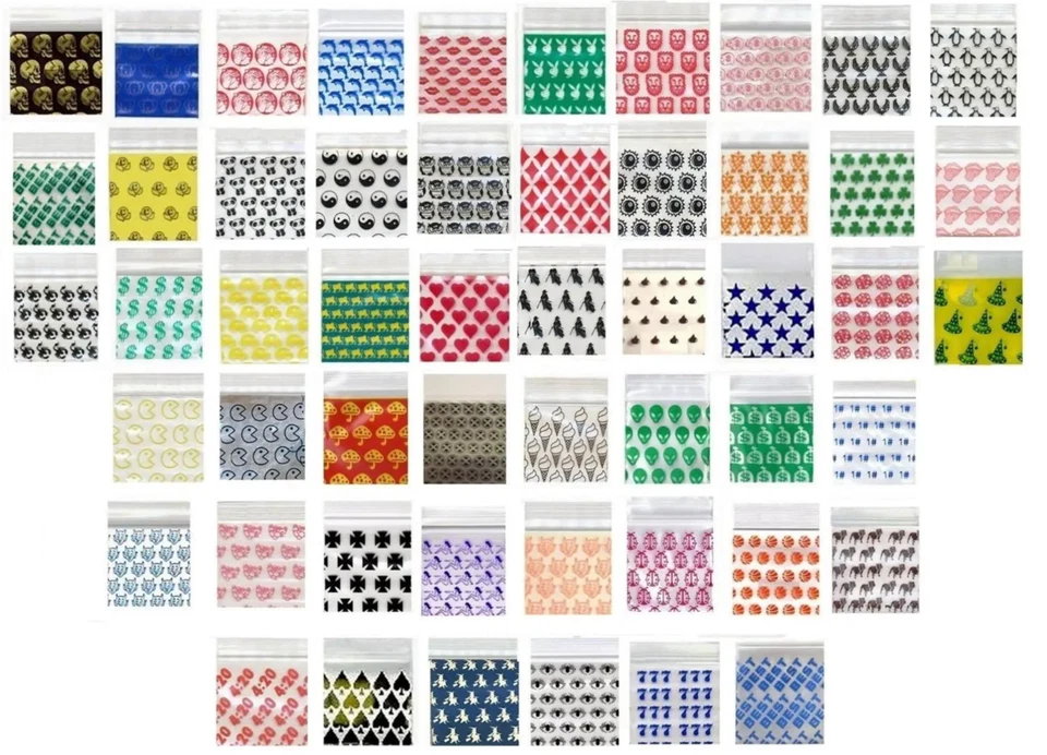 1000 pcs APPLE BULK DIME BAGS 1.5" x 1.5" PREMIUM PATTERNS! 10 STYLES x 100pc - Image 2 of 4