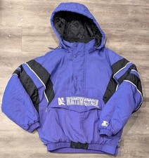 90s Vintage Starter Northwestern Wildcats Hooded Jacket 1/2 Zip NCAA Mens Large
