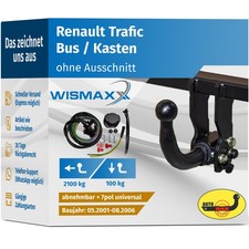 ANHÄNGERKUPPLUNG abnehmbar für Renault Trafic 01-06 +7polig E-Satz ABE