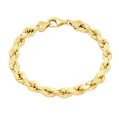 10K Yellow Gold 2mm-10mm Diamond Cut Rope Chain Bracelet Men Women 7'' 7.5'' 8'' 9''