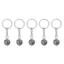 5pcs Retro Lucky Dice Keychain Charm Keyrings with Pendants, Dark Gray