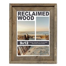 Rustic 9x12 Picture Frame, Reclaimed Barnwood Photo Frame with Tempered Glass...