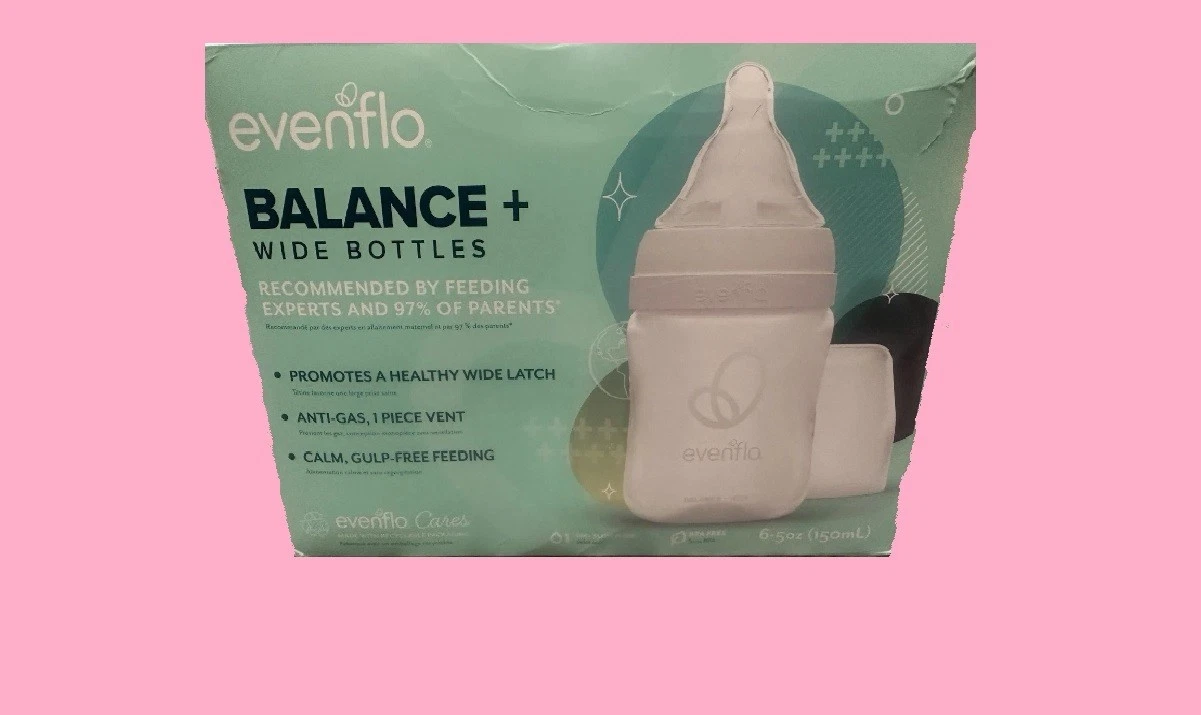 Evenflo Balance + Wide Neck Baby, Newborn and Infant Bottles, 5oz, 6 pack