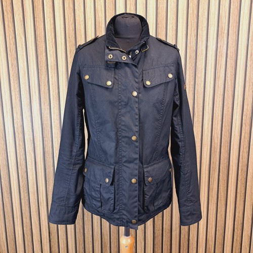 Barbour International Hairpin Wax Jacket UK 12 Black Waxed Cotton Country