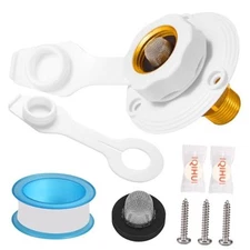 RV City Water Inlet with Check Valve 3/4" NH Female to 1/2" NPT Male, RV Water 