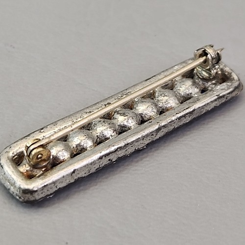Vintage Rhinestone Bar Brooch Blue Clear 1 7/8" - Picture 6 of 10