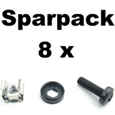 8x śruba stelażowa M6 x 20, podkładka zatopiona, nakrętka klatkowa aluminiowa szyna stelażowa