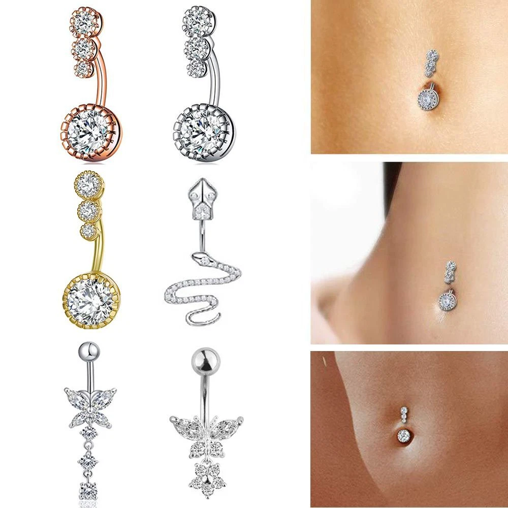 Zircon Belly Button Ring Surgical Steel Barbells Button Ring Diy Belly Ring  Barbell Dangle Belly Rings Body Jewelry | Fruugo MY