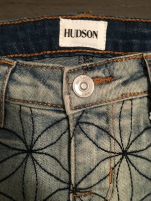 Short Jean Fille Hudson Jeans - Taille 6X - Motif Kaléidoscope Fleur - Bord Brut Effiloché - Neuf Avec étiquette