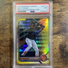 2022 Bowman Chrome Prospects Yellow Refractor /75 Willy Fanas PSA 9