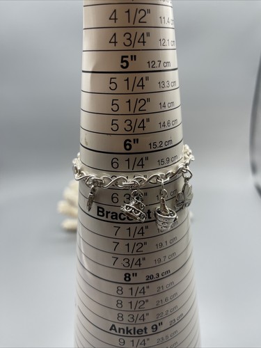 Beautiful Sterling Silver Charm Bracelet With 9 Different Charms #318 - Picture 11 of 19