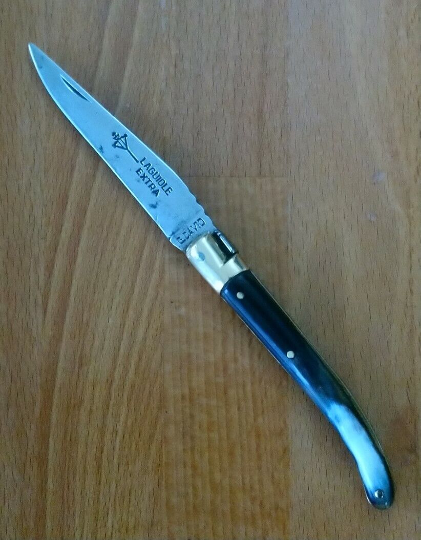 Ancien couteau laguiole G. DAVID, manche de 10 cm, lame de 8,4 cm