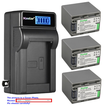 Kastar Battery LCD Wall Charger for Sony NP-FP90 NP-FP91 Sony DCR-SR90 DCR-SR100