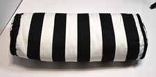 1 Black White striped bolster pillow with scalloped ends ends 17X7