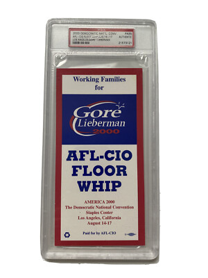 2000 Democratic National Convention AFL-CIO Floor Whip Pass Ticket Al Gore PSA