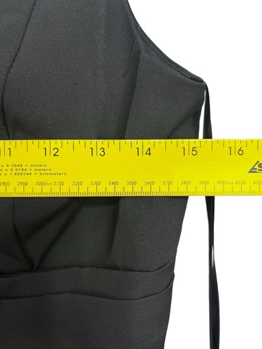 Abito formale Mac Duggal nero fiocco spalle scollo a V nero $298 nuovo con etichette taglia 6 - Foto 14 di 16