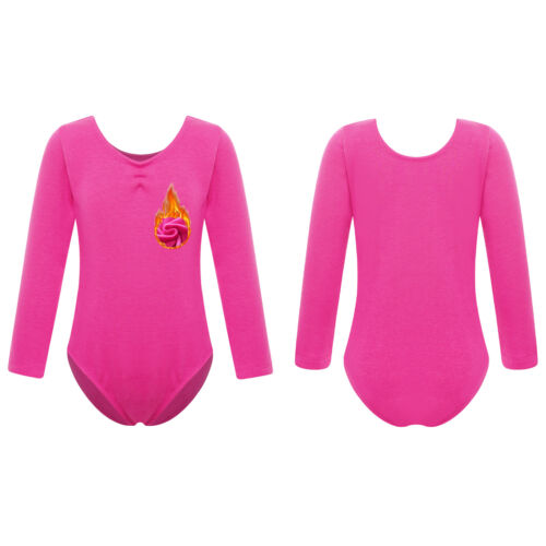 Kids Girls Dance Leotard Dancing Bodysuit Solid Color Jumpsuits Round Neck - Picture 16 of 48