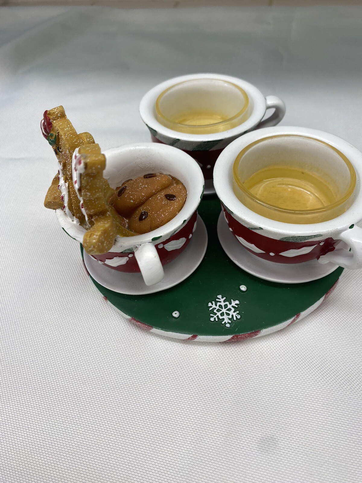 Yankee Candle Christmas Tea Light Holder Gingerbreadman In Teacups 2012 eBay