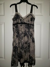 Ann Taylor Loft  Dress Gray Black Floral Chiffon Strap Size 6 NWT