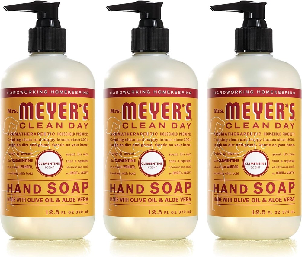 Mrs Meyers Clementine Hand Soap 12.5oz 3-Pack with Aromatherapy Benefits