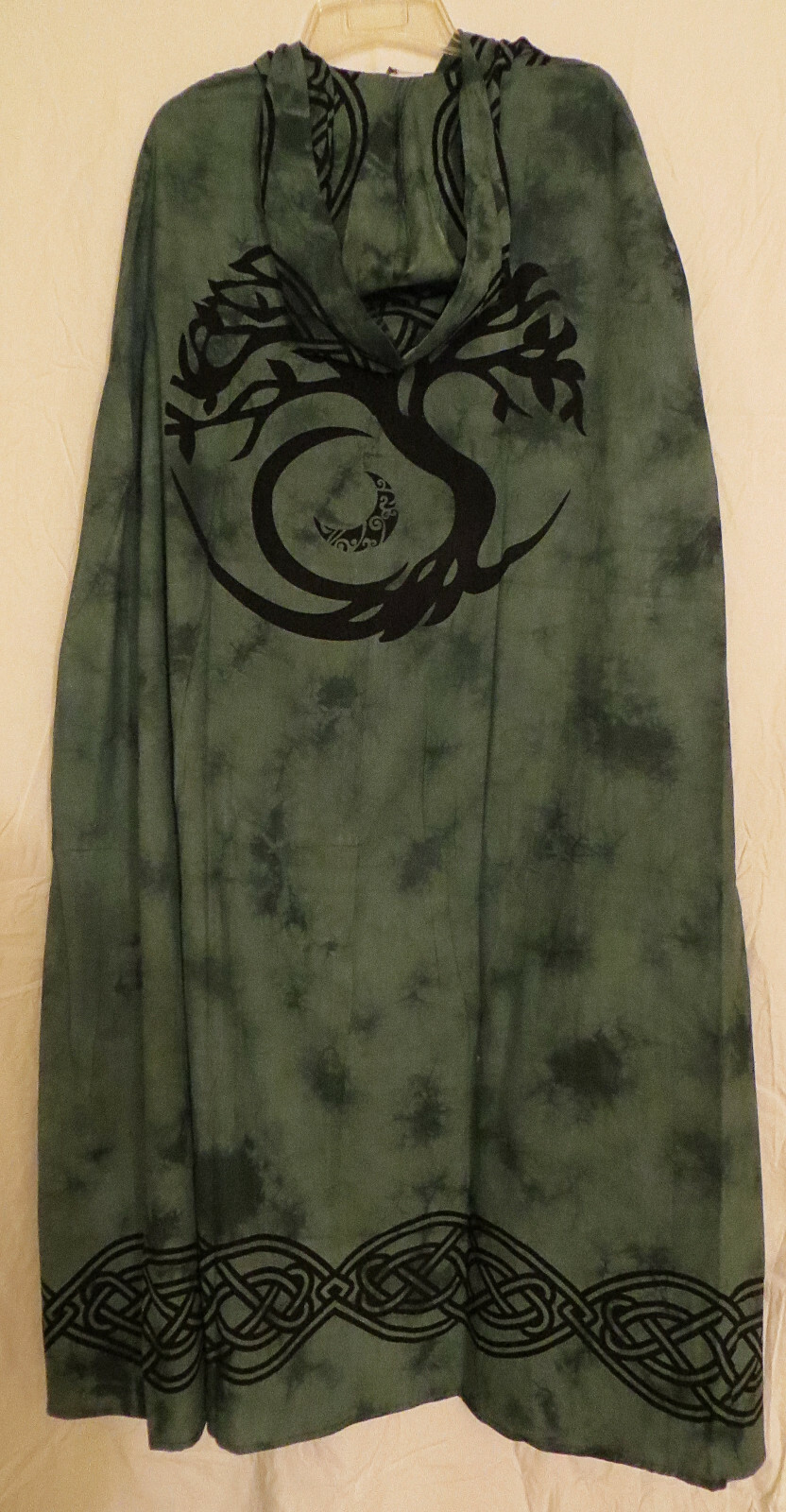 TREE OF LIFE CLOAK GREEN/BLACK RITUAL ROBE PAGAN WICCA GODDESS CELTIC ...