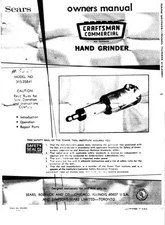 1972 Craftsman Owners Manual Hand Grinder 315.25841 Instructions