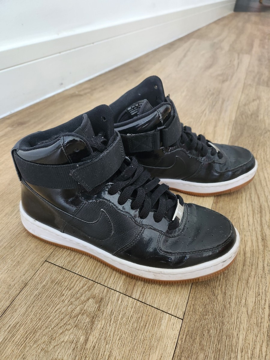 Black Glossy Nike air force 1 Hi-top Trainers Size 3.5 | eBay UK