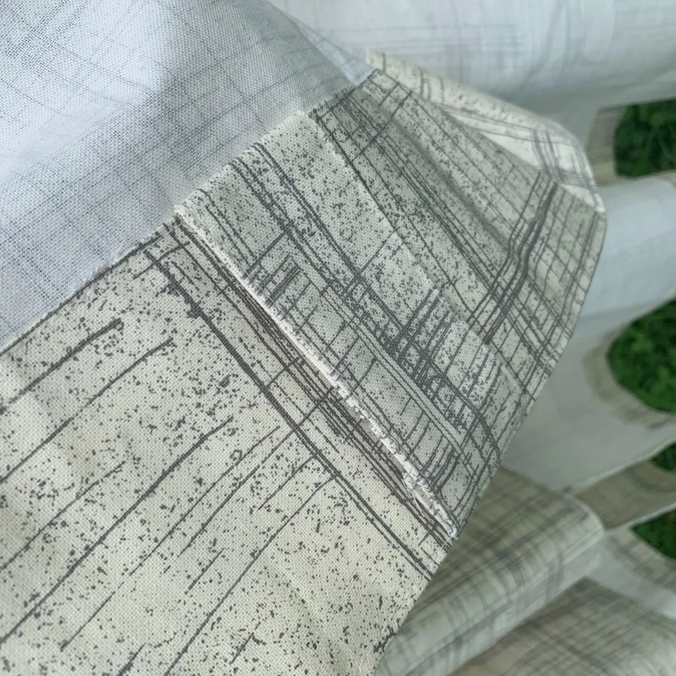 West Elm 2017 Drapes 2 Curtain Panels 96 X 48 Rod Loops Gray Lines on Egg Shell - Image 4 of 4