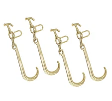(4 Pack) 15" G70 J Hook w/ T-J Hooks and Enlarged Link, 5,400 lbs WLL, G70