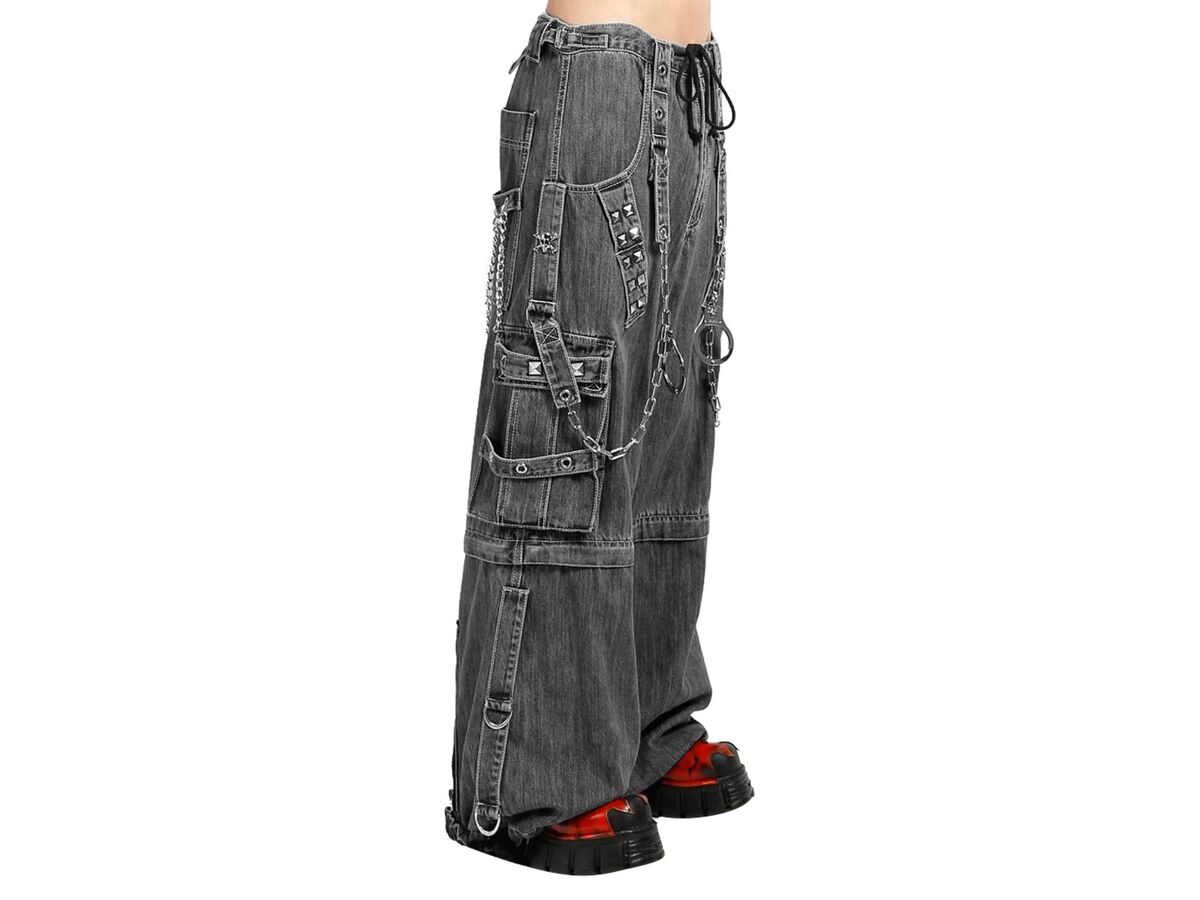 Unisex Grey Denim Tripp Pants, GothicPants with chain and Unisex Grey Denim Tripp Pants, GothicPants with chain and