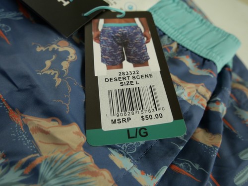 HAWKE & CO Men's L Navy Blue Western Desert Cactus Lined Bathing Swim Suit NEW - Picture 6 of 6