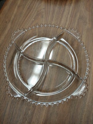Vintage Imperial Glass  CANDLEWICK  4-section Candy/Relish Dish with Tab Handles