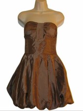 DAISY Womens Bronze Brown Strapless Buble Hem Party Festive Dress sz S NWT