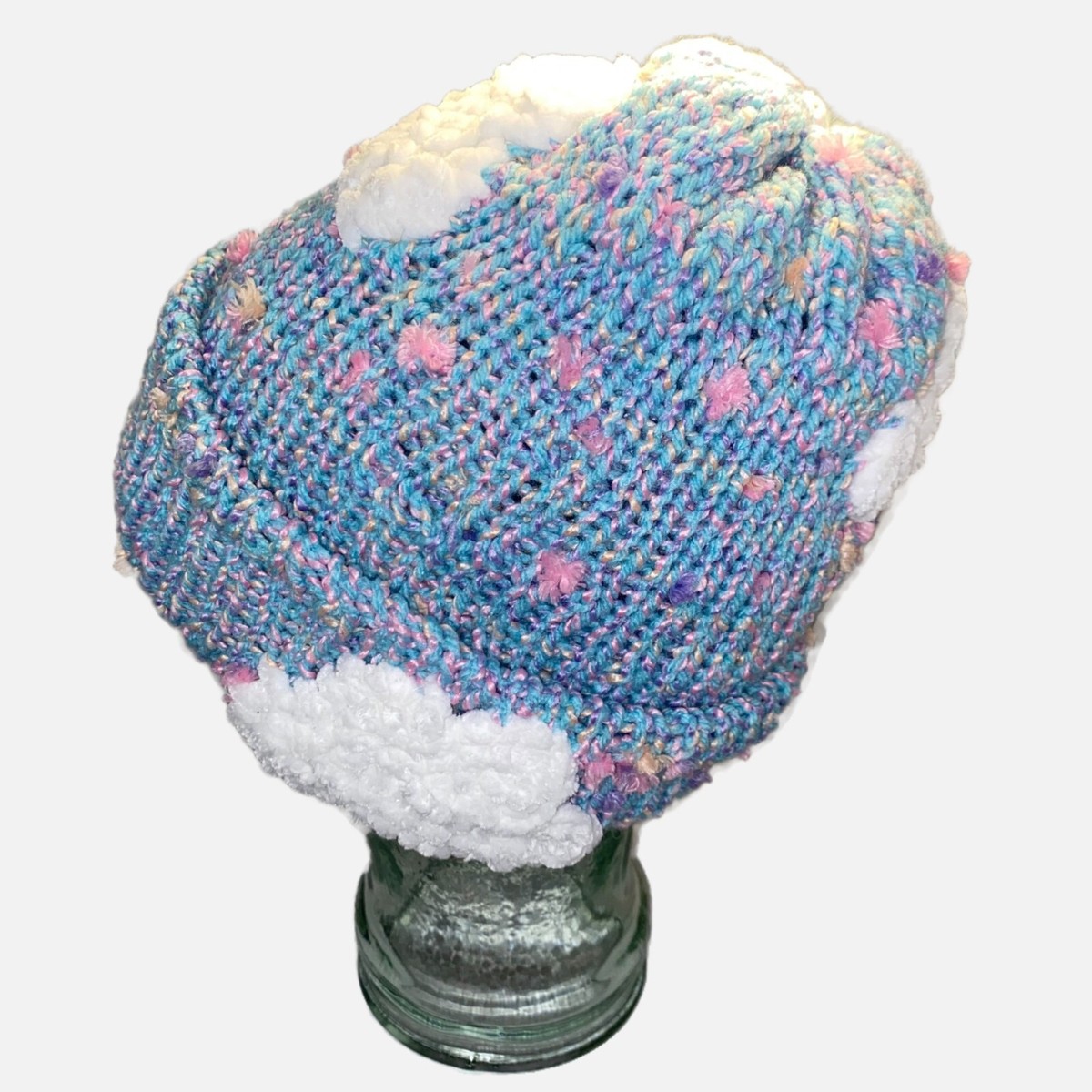 Plasma Beamz Hand-Knitted Metallic Blue Head in the Clouds Beanie Plasma Beamz Handmade Baby Blue Skull Knit Beanie | eBay main image 4