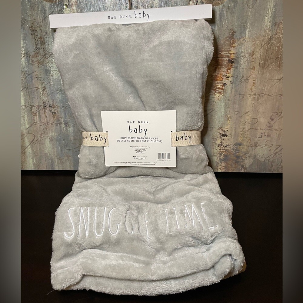 Rae Dunn Snuggle Time Gray Baby Blanket 30”x40” eBay