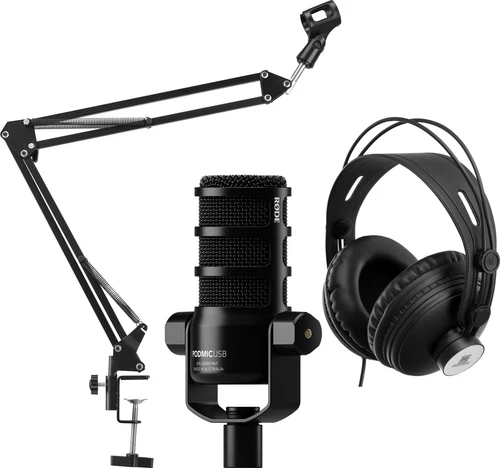 Rode PodMic USB Podcast-Mikrofon Set Dynamisch Niere Kopfhörer Mikrofonarm