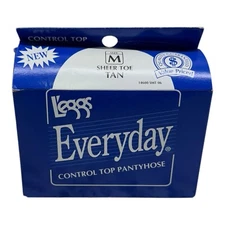 L’eggs Everyday control top pantyhose sheer toe tan size M 14600 NOS
