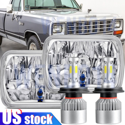 Pair 5x7'' 7x6'' LED Headlights Hi/Lo Beam For Dodge Ram 50 W/D150 W/D250 W/D350