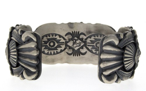 Natural Bisbee Turquoise Bracelet By Navajo Artist Delbert Gordon - Picture 5 of 5